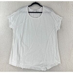 Weekends by Chico's White Short Sleeve Crew Neck T-Shirt Womens Pullover Size XL